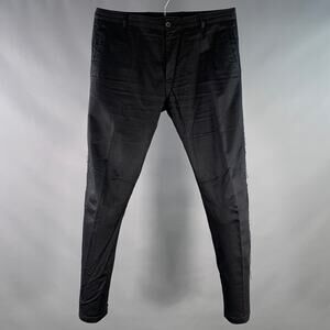 LANVIN Size 32 Black Cotton Blend Ankle Zip Flat Front Dress Pants